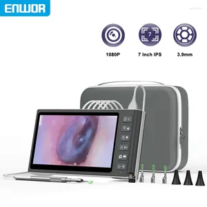 Limpador de ouvido otoscópio lente de 3,9 mm HD1080P monitor de câmera endoscópica de tela de 7 polegadas para limpeza de saúde