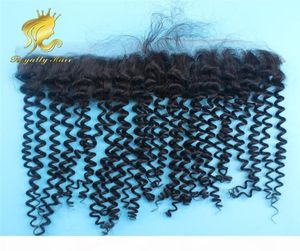 Peruwiańskie koronkowe zamknięcie czołowe ludzkie włosy 13x2 Bielone węzły z dziecięcymi włosami Kinky Curly Full Lace Frontal Fragment Fast 7684494