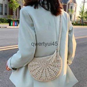 Umhängetaschen alf Round Straw For Women Summer Beac Raan Bag andmade Woven Moon Crossbody andbags BoemiaH24217