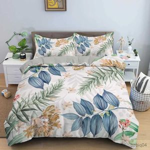 Bedding sets Oil Painting Flowers King Queen Bedding Set Colorful Floral Duvet Cover Pink Rose Leaves Quilt Cover Polyester Comforter Cover