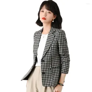 Abiti da donna Moda Casual Giacca scozzese Donna Suit Cappotto Top 2024 Primavera Autunno Blazer Slim Versione coreana Casaco Feminino