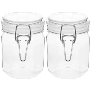 Storage Bottles 2 Pcs Airtight Honey Jar Dispenser Glass Bottle Kitchen Canisters With Lid Plastic Sealed Caviar