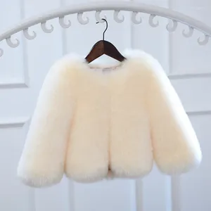 Jacken Kinder Boutique Kleidung Baby Mädchen Winter Kleidung Mantel Baumwolle 2024 Nachahmung Haar Einfarbig Pelz Süße Mode Warme