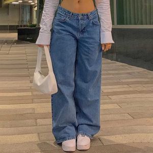 Women's Jeans Womens jeans trendy and trendy retro straight pants loose street style denim pants with simple wide legs womens bag mop pants J240217