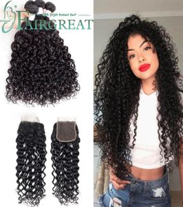 Cabelo afro crespo encaracolado, 3 peças com fechamento, cor natural, 1028 polegadas, cabelo brasileiro, não remy, cabelo humano 18843863164770