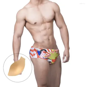 Homens de banho 2024 sexy maiô push-up masculino natação desenhos animados troncos shorts homem prancha de surf praia surf