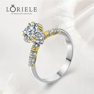 Anéis de Cluster Loriele 1 CT Elegante D VVS1 Moissanite Anel de Coroa com Certificado Gra S925 Prata Festa de Casamento Mulher Jóias Presente