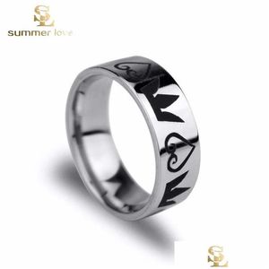 Klusterringar högkvalitativa rostfritt stål Kingdom Crown Heart Design Rings för män Storlek 7-13 Simple Style Fashion Jewelry Dhgarden Dhxqe