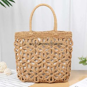 Totes Casual Hollow Straw Women Handbag Bohemian Wicker Woven Shoulder Bag Summer Beach Rattan stor kapacitet Tote Bali Purse 2021H24217