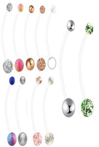 Flexible Acrylic Pregancy Belly Navel Button Ring Industrial Barbell Earring 14G Piercing lage Body Jewelry 110pcs3628555