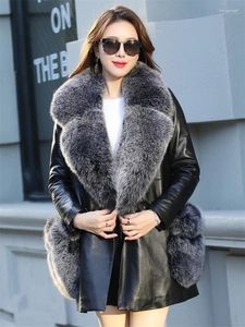 Women's Leather 2024 Real Jacket Sheepskin Fur Collar Female Jackets 90% White Duck Down Coats