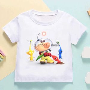 T-Shirts Heißer Verkauf Videospiel Pikmin 4 Drucken Lustige Kinder T-shirt Mädchen Sommer Tops Baby Jungen Kleidung Cartoon Kinder Kurzarm t-shirt