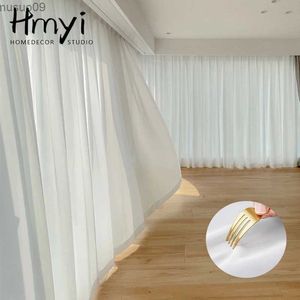 Curtain Modern White Chiffion Solid Tulle Curtains for Living Room Sheer Curtain for Bedroom Balcony Window Door Drapes Decor Cortina