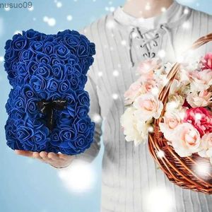 Dekorative Blumenkränze, 1 Stück, künstliche blaue Rose, Bär – perfektes Geschenk für Valentinstag, Hochzeiten, Jubiläen