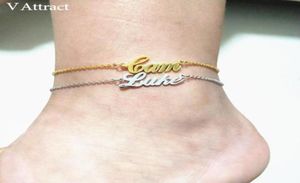 V Attract Personalisiertes Namens-Fußkettchen-Armband Freunde Strandschmuck Abschlussgeschenk Roségold Benutzerdefinierter Name Fuß Tornozeleira SH1674097790681