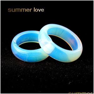 Band Rings Newest Big 5Mm White Clear Opal Ring Wedding Engagement Rings Simple Finger Smooth Round Natural Stone For Women Dhgarden Dhsjy