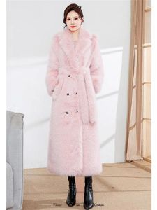 Women's Fur Pink Faux Coat Women High Quality Long Thick Warmth