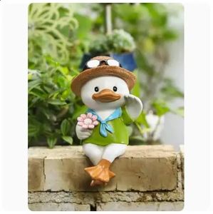 Cartoon Duck Decoration for Home and Garden Resin Landscaping American Style Creative Bookcase 240131