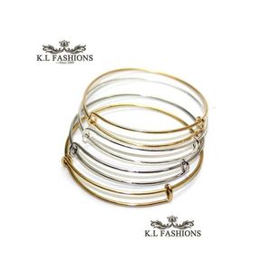 Bangle New Fashion Sier Gold Wire Bangle Armband för DIY Pärlor liten charm utbyggbar USA Trendiga tillbehör grossist DHGARDEN DHKPI