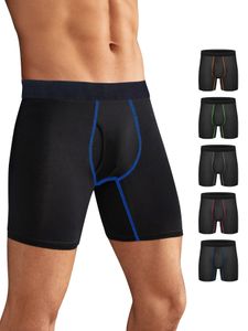 5pcs Mens Boxer Briefs Mesh Knit Fast Dry Sport Polyester Boxer Briefs No Ride-up 6 Underwear with Fly for Men Pack 240202