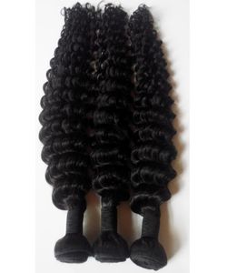 Trama peruviana malese brasiliana dei capelli umani Nero naturale 830 pollici Onda profonda Estensioni dei capelli remy indiani europei non trasformati 4pc2281089