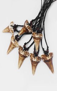 12 шт. искусственная кость яка коричневый зуб кулон ожерелье черный восковой шнур регулируемое ожерелье Jewellery8033013