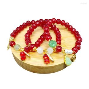 Bracciale stile cinese anno fortunato elegante braccialetto di perline perline rosse ciondolo arachidi gioielli con ciondoli per le donne regali del festival