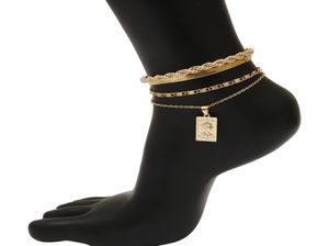 Charm Iron Chain New Anklet Armband för kvinnliga män Justerbara punk anklets sko tillbehör barfota sandaler fot smycken4422663