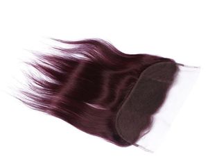 Cor pura 99j vinho tinto reto 134, renda frontal, nós descorados com cabelo de bebê, renda frontal borgonha para woma3586701