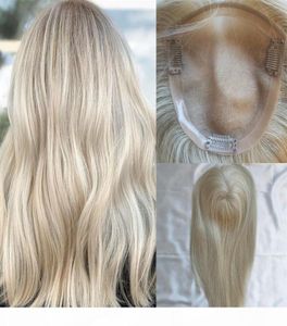 15x17 cm Toppery Virgin European Human Hair Blond Hair Fragmenty Mono baza Podświetlanie wysokiej jakości Topper dla kobiet3589008