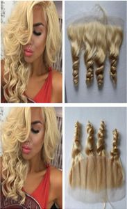 Loose Wave 613 Blonde 13x4 Ear to Ear Lace Frontal Closure with Baby Hair Peruvian Blonde Human Hair Full Lace Frontal Bleached K9519274