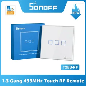 Controle Home Inteligente Sonoff T2EU-RF 86 Tipo Interruptor Pegajoso 433MHz Sem Fio RF Painel de Parede Remoto para 4CHPROR3 SlampherR2 TX