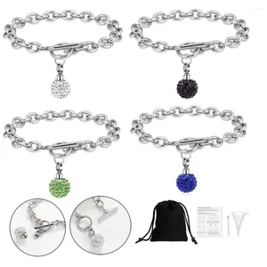 Bangle Crystal Sphere Urn Link Armband Cremation for Human/Pet Ashes rostfritt stål Kvinnsmycken Memorial Keepsake Bnagle