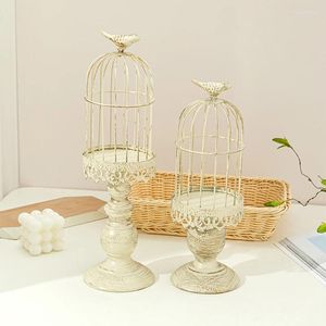 Candle Holders Iron Art Candlestick Holder Ambience Home Decor Birdcage Ornaments Party Supplies