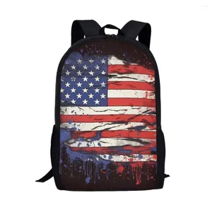 Skolväskor usa flagga män pojkar amerikansk skalle tryck cool ryggsäck patriotisk ryggsäck dagpack ryggsäck