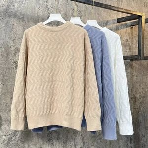 2023 Мужской повседневный вязаный пуловер с круглым вырезом, легкий свитер, роскошный корейский однотонный топ с длинными рукавами для отдыха, осень-зима M3XL 240125