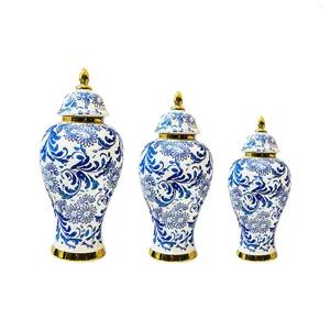 Garrafas de armazenamento vaso de cerâmica chinês acessórios decorativos porcelana gengibre jar para tanque mesa arranjo flor casamentos quarto