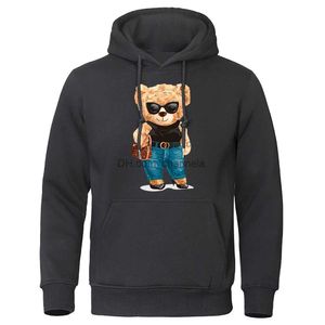 Felpe con cappuccio da uomo Felpe Moda Trend Street Wear Teddy Bear Felpe con cappuccio da uomo Hip Hop Street Felpa con cappuccio O-Collo Abiti casual caldi Moda Pullover Felpa T240217