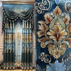 Cortina estilo americano europeu cortina tecido sala de estar quarto high-end luxo chenille oco tela da janela bordado