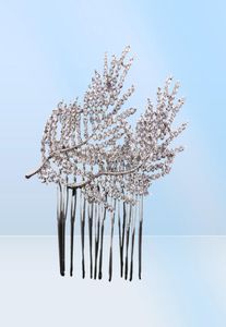 Alloy Leaf Rhinestones Wedding Hair Comb Crown Beautiful Bridal Hair Smycken Hårtillbehör Fashion Women Hairpieces JCH1217079277