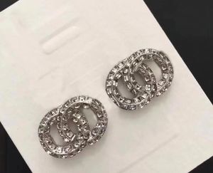 Fashion diamond stud earrings aretes for lady Women Party wedding lovers gift engagement jewelry for Bride with box NRJ