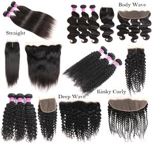 New Arrivals Raw Indian Virgin Hair Straight Body Deep Water Wave Kinky Curly Human Hair Weaves Bundles With Closure Frontal Exten5961277