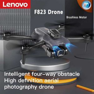 Drönare Lenovo F823 Drone Brushless Motor 8K Aerial Photography Aircraft Intelligent Hinder Undvikande One-Click Return Quadcopter New YQ240217