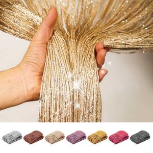 Curtain Glitter Door String Curtain Room Divider Blind Silver Ribbon Shiny Tassel Flash Line Curtain for Wedding Party Window Decoration