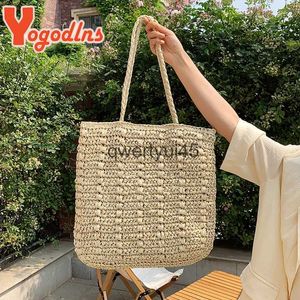 Сумки на плечо Yogodlns, летняя соломенная сумка большой вместимости, женская тканая сумка-тоут Boemia Beac и сумка для путешествий Soulder Clu BolsaH24217