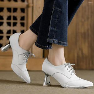 Kleid Schuhe Hochzeit Party Frauen Lace Up Echtes Leder High Heel Pumps Weibliche Low Top Spitz Büro Stiefeletten Casual