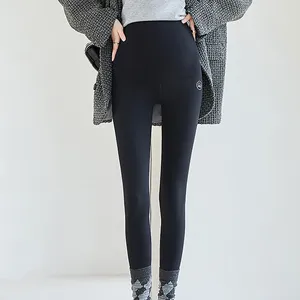 Damen-Leggings, Winter-Thermo-Umstandshose, Übergröße, hohe Taille, schwanger, warm, Plus-Fleece-Leggings, elastisch, schlanke Strumpfhosen für Frauen