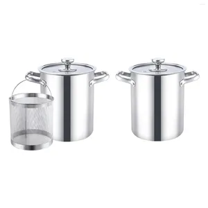 Pans Stainless Steel Stockpot With Glass Lid Double Handles Soup