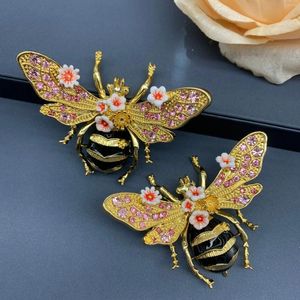 Necklace Earrings Set Vintage Exquisite Bee Shaped Brooch & Complex Craft Colorful Epoxy With Rhinestone Christmas Gifts