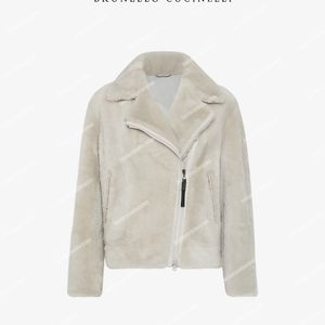 Brunello-Jacke für Damen-Wollmäntel, lange Ärmel, modischer Reißverschluss, lässige Wildleder-Designerjacken